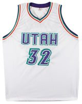 Karl Malone Authentic Signed White Pro Style Jersey Autographed BAS Witnessed