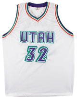 Karl Malone Authentic Signed White Pro Style Jersey Autographed BAS Witnessed