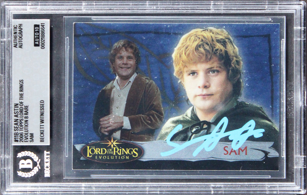 Sean Astin Signed 2006 Topps LOTR Evolution Rare #11B Card Auto 10! BAS Slabbed