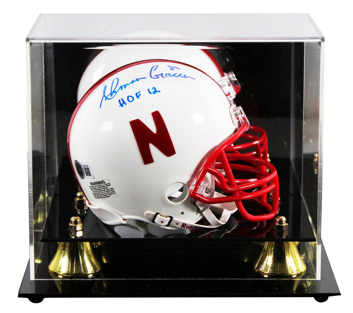 Nebraska Ahman Green HOF 12 Authentic Signed VSR4 Rep Mini Helmet W/ Case BAS