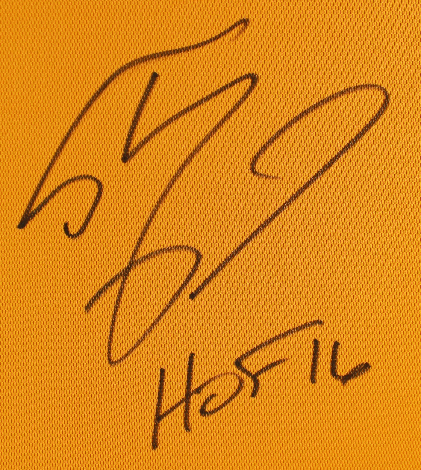 Shaquille O'Neal "HOF" Signed Yellow M&N 00-01 HWC Authentic Framed Jersey BAS W