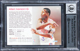 76ers Allen Iverson Signed 1996 Hoops #295 Rookie Card Auto Grade 10! BAS Slab