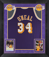Lakers Shaquille O'Neal Signed Purple M&N 1996-97 TB HWC Framed Jersey BAS Wit