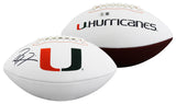 Miami Ray Lewis Signed Rawlings White Panel Logo Football W/ Case BAS Witnessed