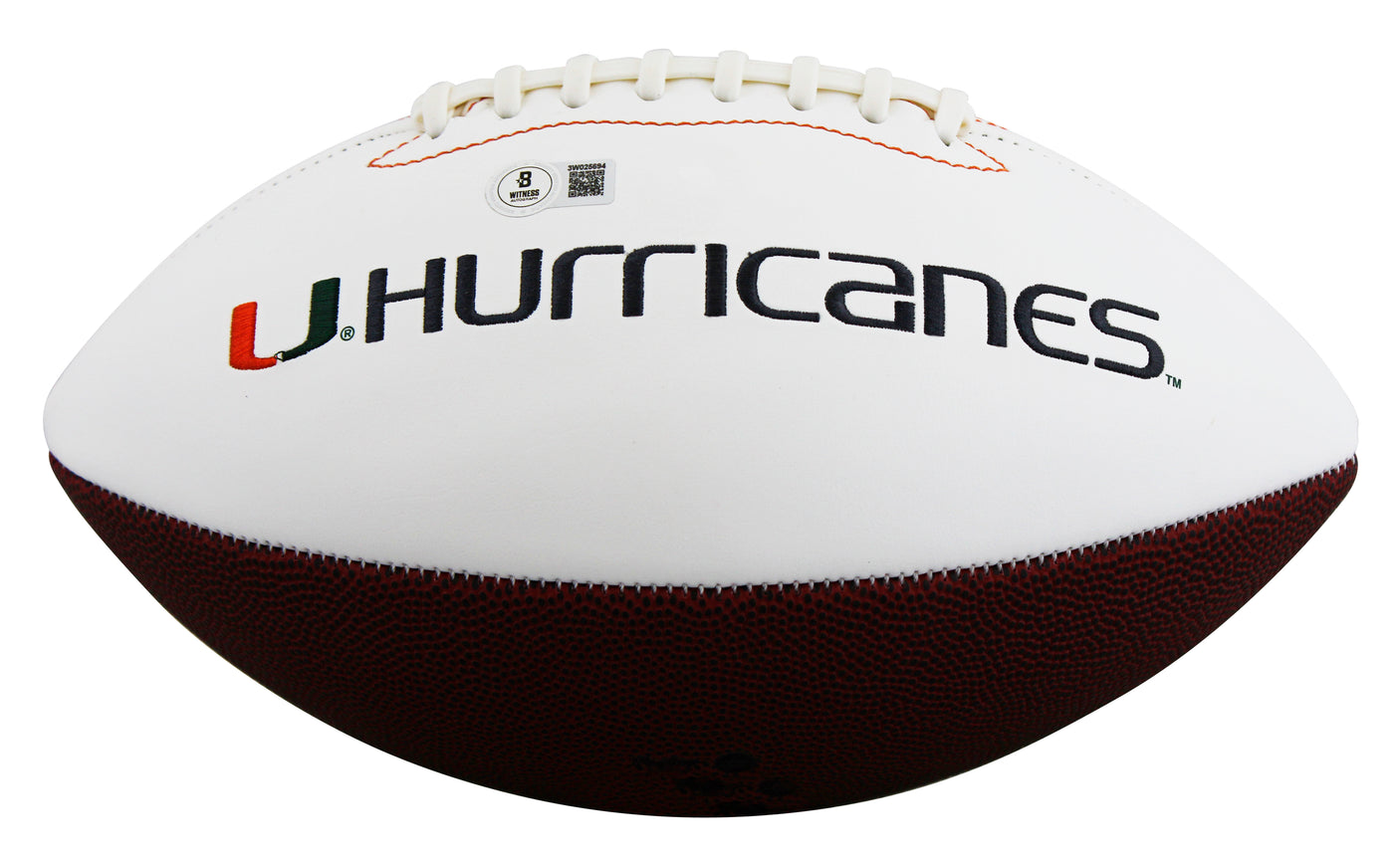 Miami Ray Lewis Signed Rawlings White Panel Logo Football W/ Case BAS Witnessed