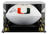 Miami Ray Lewis Signed Rawlings White Panel Logo Football W/ Case BAS Witnessed