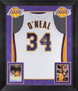 Shaquille O'Neal "HOF " Signed White M&N 03-04 HWC Authentic Framed Jersey BAS W