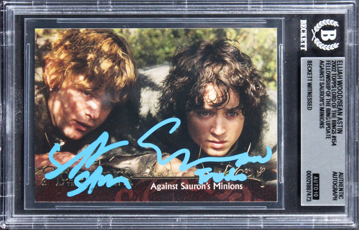 Wood & Astin Signed 2001 Topps LOTR Update ASM #154 Card Auto GM 10! BAS Slabbed