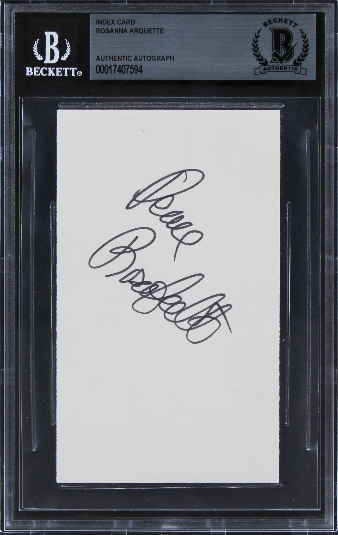 Rosanna Arquette Crash "Peace" Authentic Signed 3x5 Index Card BAS Slabbed 4