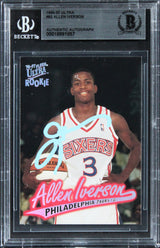 76ers Allen Iverson Authentic Signed 1996 Ultra #82 Rookie Card BAS Slabbed