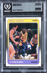 Lakers James Worthy Signed 1988 Fleer #70 Card Auto Grade GM 10! BAS Slabbed