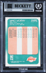 Lakers James Worthy Signed 1988 Fleer #70 Card Auto Grade GM 10! BAS Slabbed