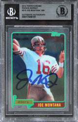 49ers Joe Montana Signed 2012 Topps Chrome Rookie Reprint #216 Card BAS Slabbed