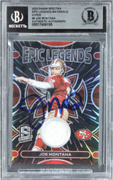 49ers Joe Montana Signed 2023 Panini Spectra ELM Hyper #6 #74/75 Card BAS Slab