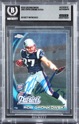 Patriots Rob Gronkowski Signed 2010 Topps Chrome #C112A RC Card Auto 10 BAS Slab