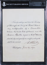 Ulysses S. Grant Signed 7.75x10 Ratification Document Dated June 1876 BAS Slab