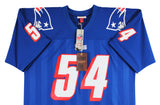 Patriots Tedy Bruschi "Super Bowl Champions" Signed Navy M&N TB Jersey BAS Wit