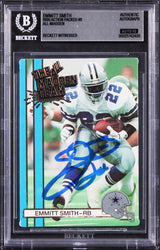 Cowboys Emmitt Smith Signed 1990 Action Packed #9 RC Card Auto 10! BAS Slabbed