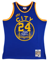 Warriors Rick Barry "2x Insc" Signed Blue M&N TB Swingman Jersey BAS Witnessed