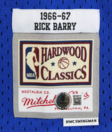 Warriors Rick Barry "2x Insc" Signed Blue M&N TB Swingman Jersey BAS Witnessed