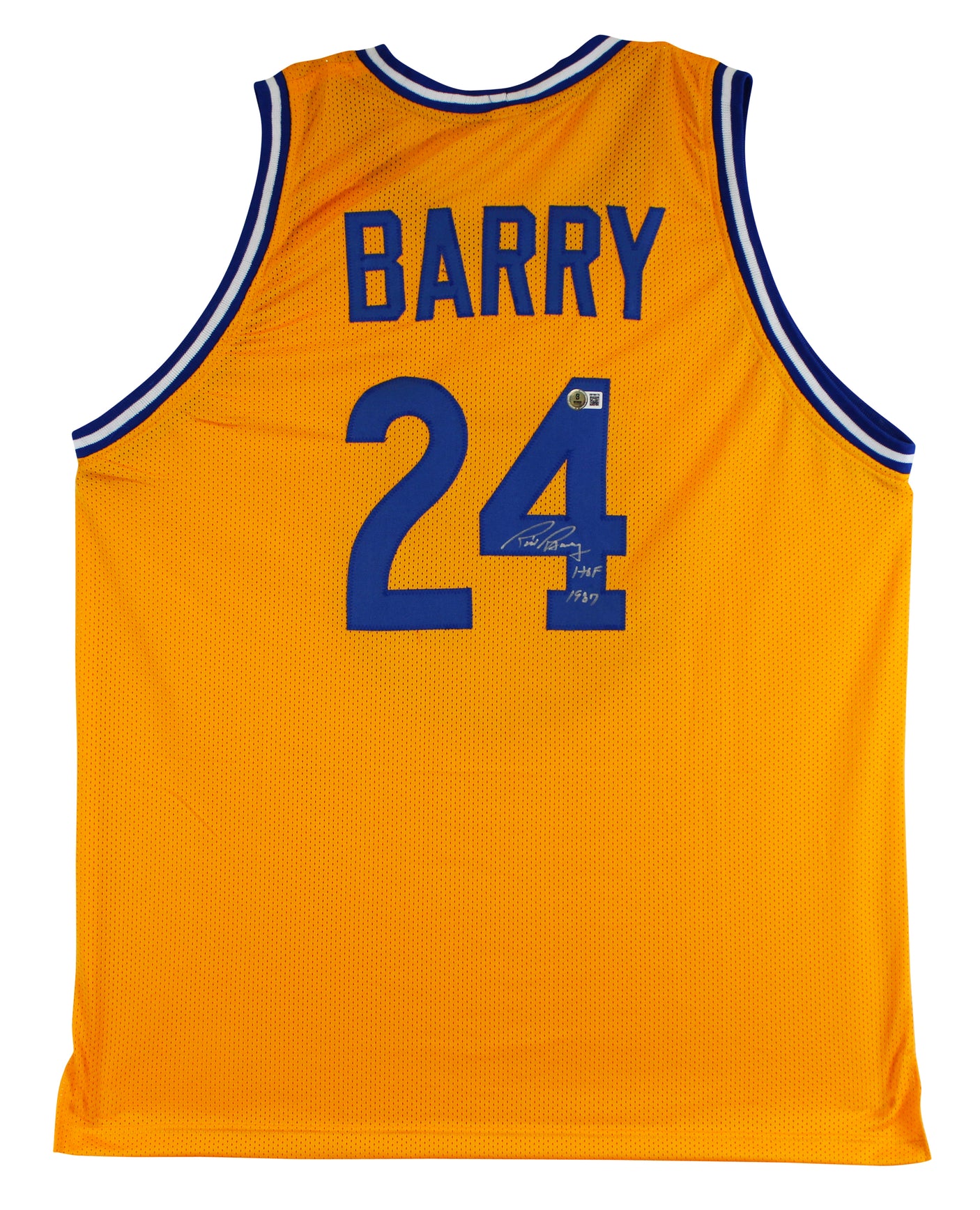 Rick Barry "HOF 1987" Authentic Signed Yellow Pro Style Jersey BAS Witnessed