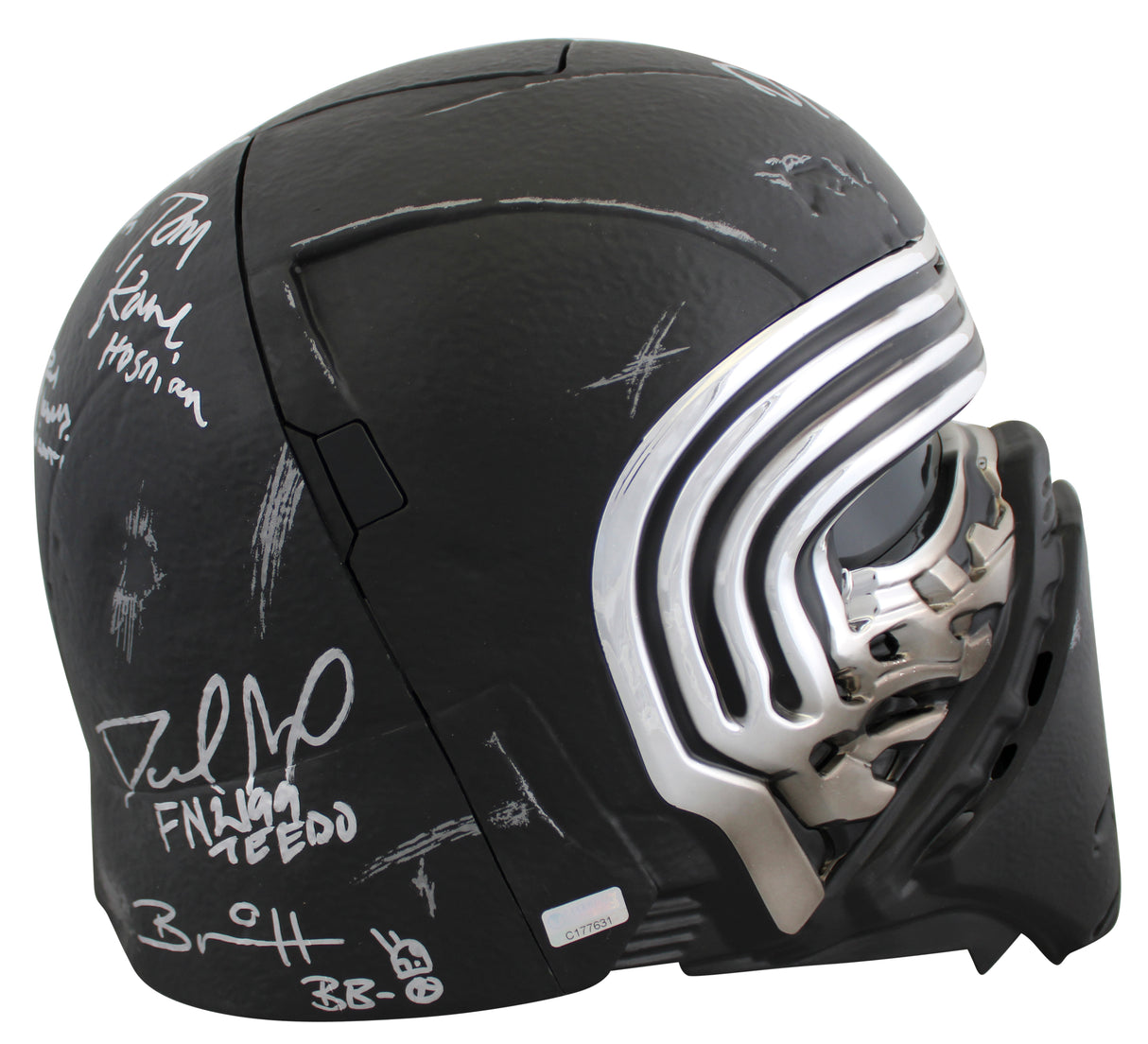 Star Wars (13) Driver, Herring, Towersey, Rose Signed Kylo Ren FS Helmet BAS