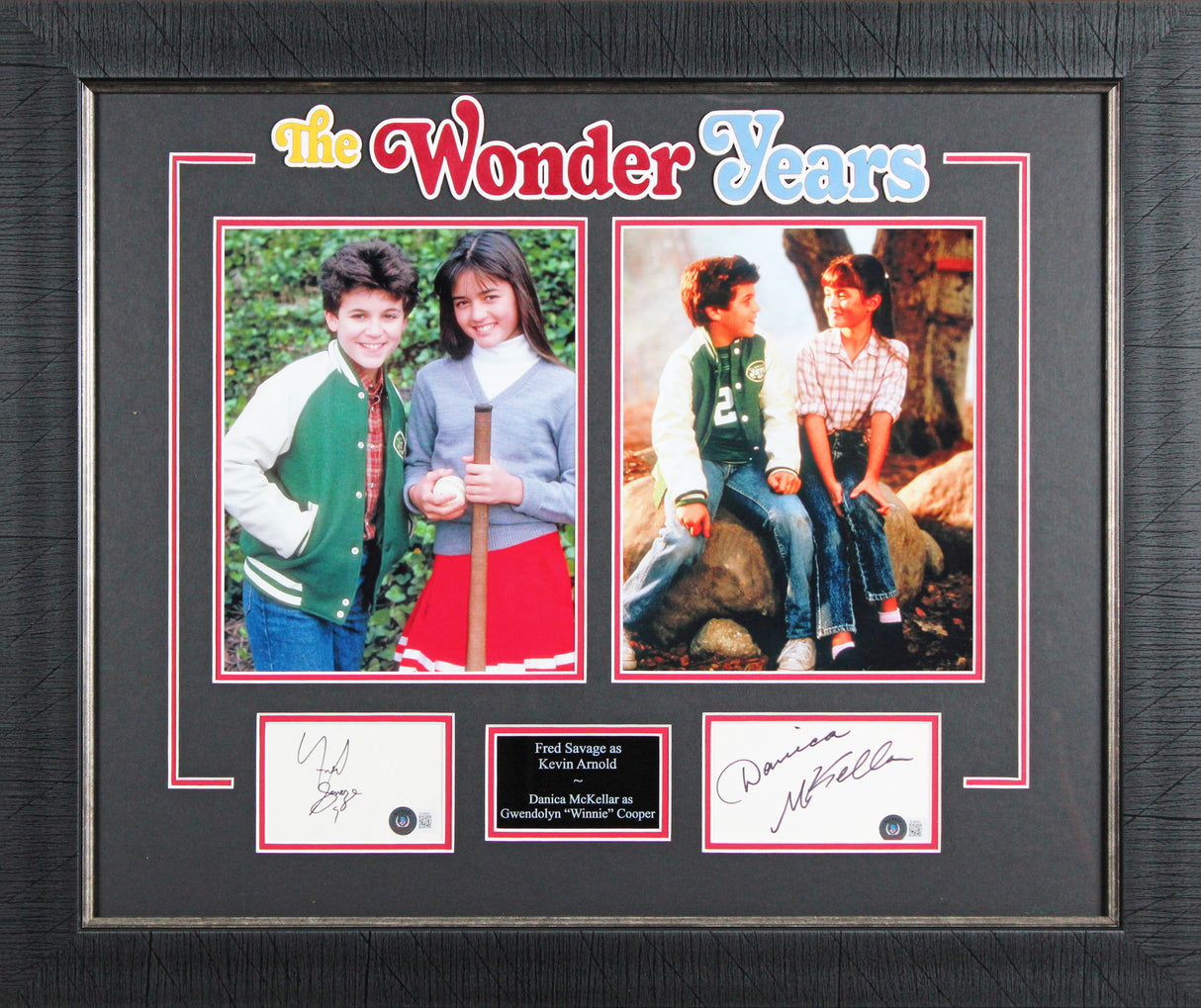 Danica McKellar & Fred Savage The Wonder Years Signed Framed Display BAS Holo