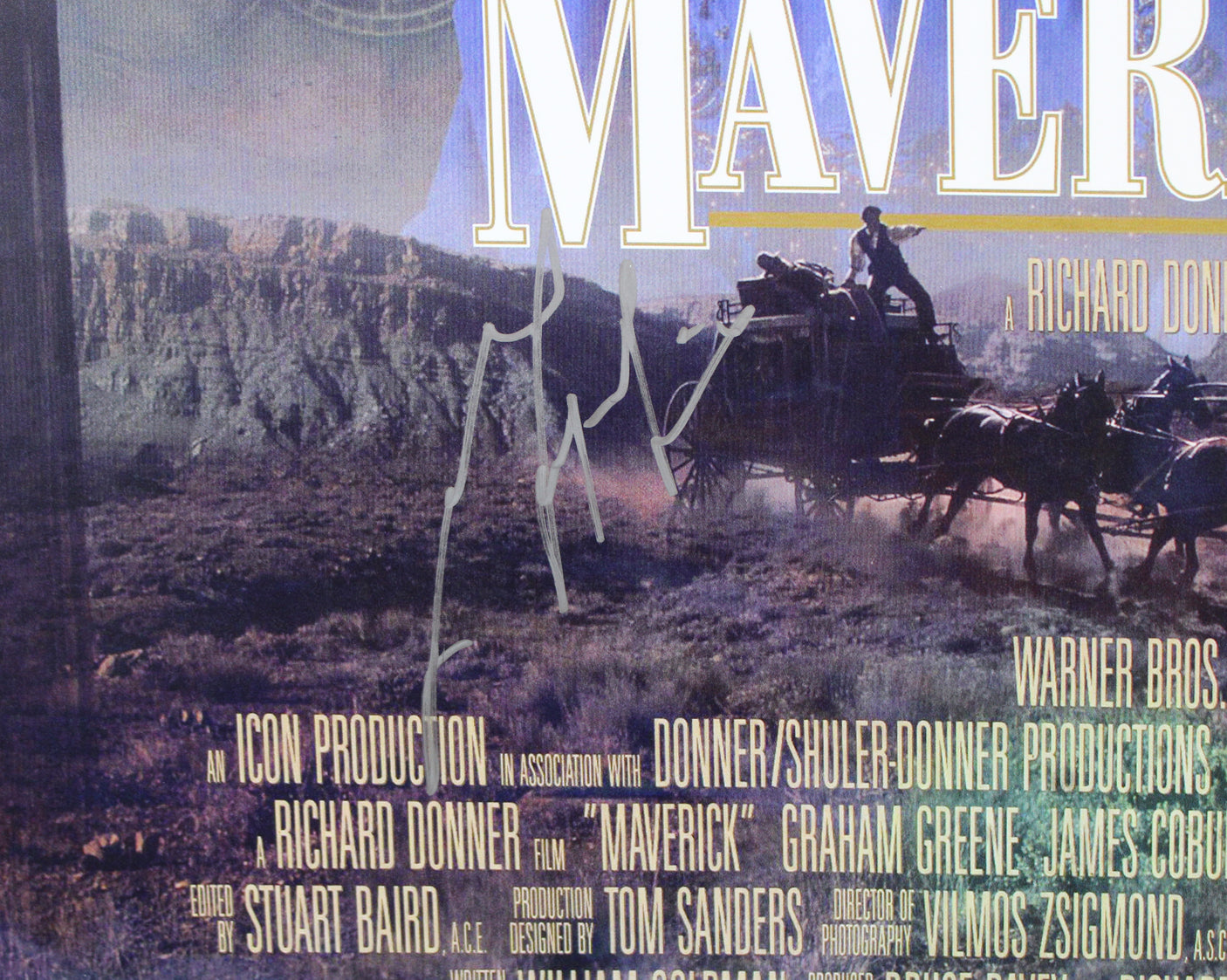 Mel Gibson Maverick Authentic Signed 27x40 Poster Autographed BAS