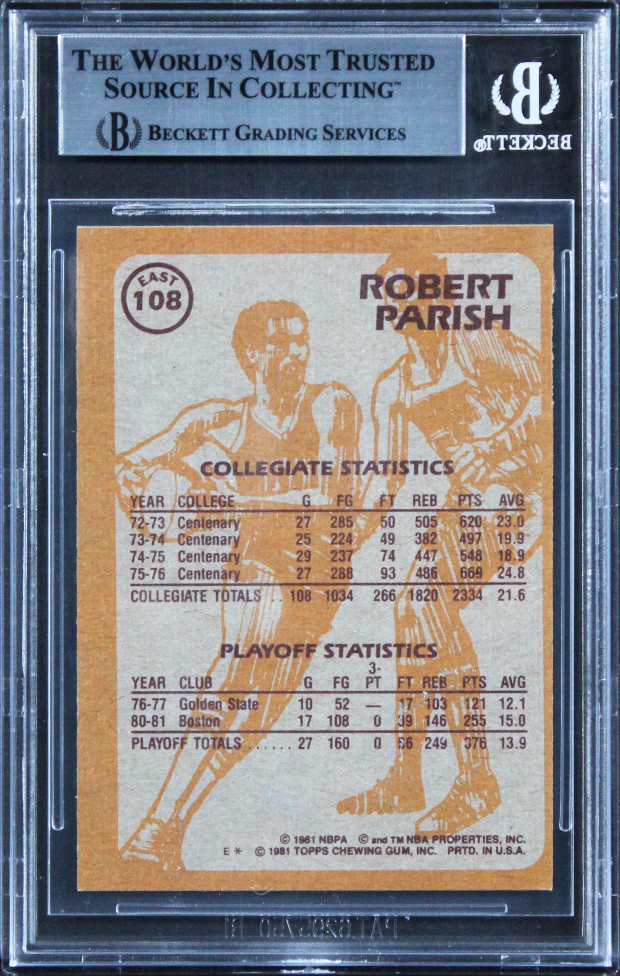 Celtics Robert Parish Signed 1981 Topps Super Action #E108 Card BAS Slabbed