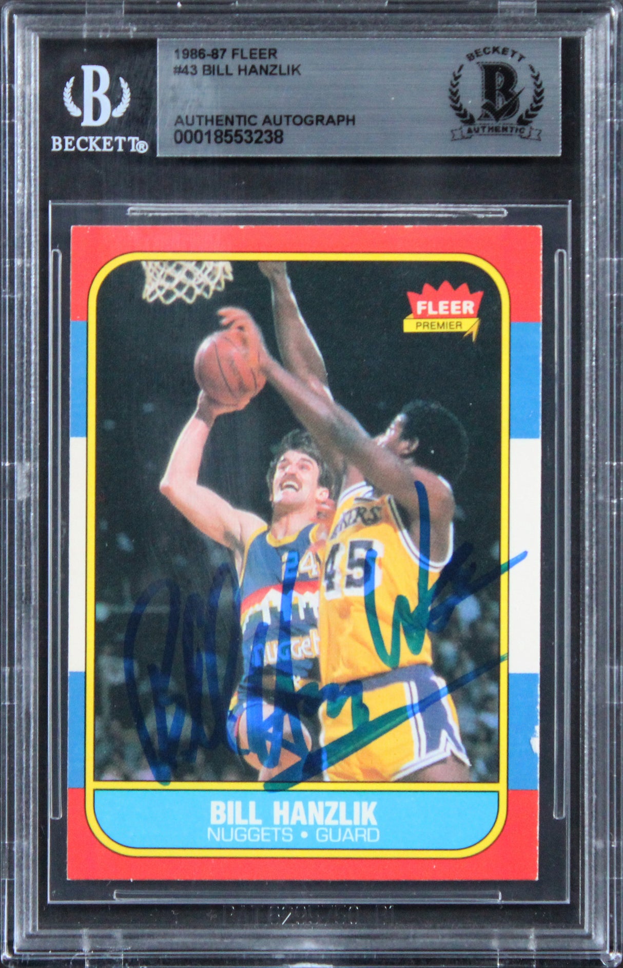 Nuggets Bill Hanzlik Authentic Signed 1986 Fleer #43 Card BAS Slabbed