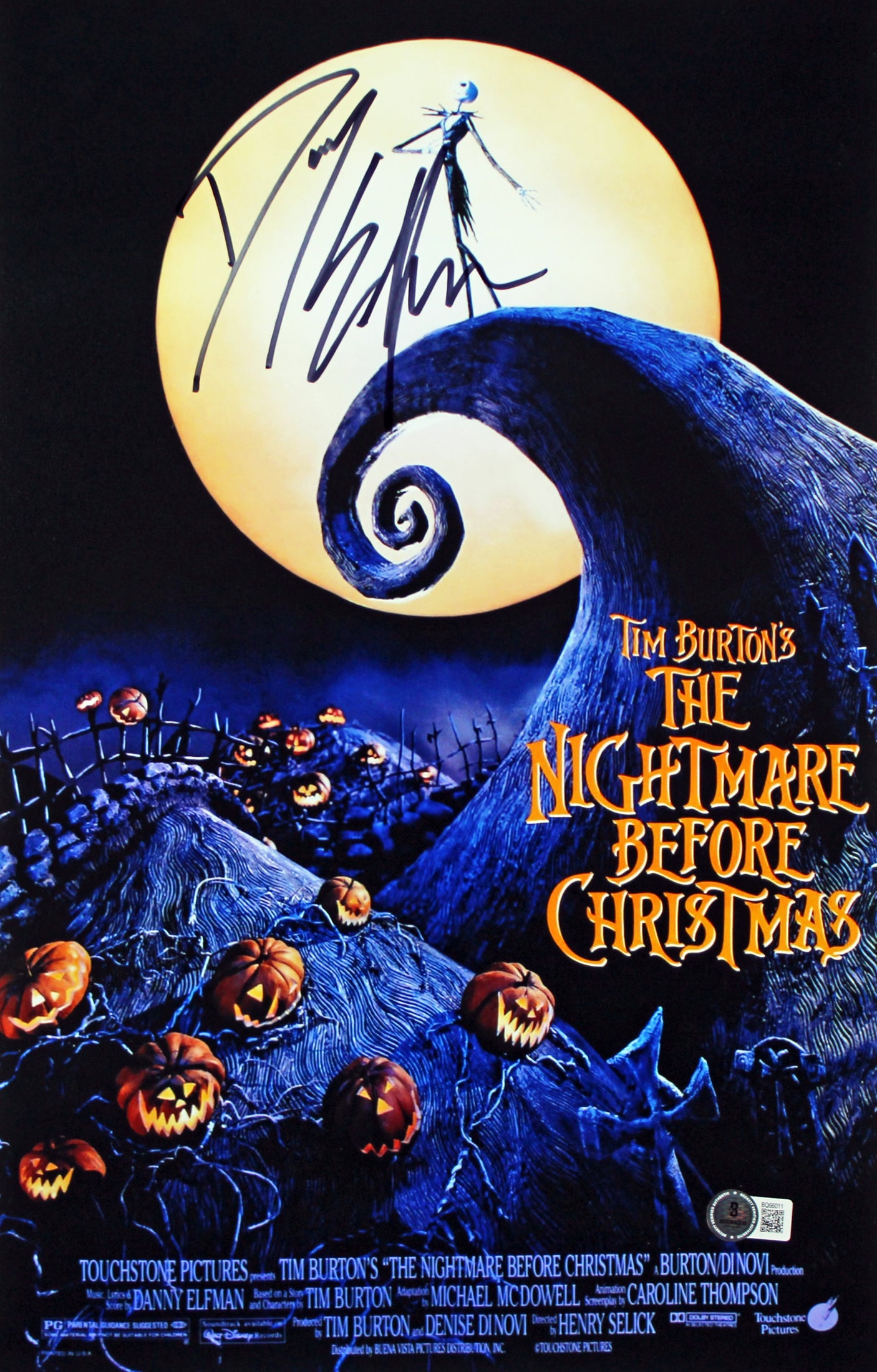 Danny Elfman Nightmare Before Christmas Signed 11x17 Mini Movie Poster Photo BAS