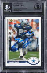 Cowboys Emmitt Smith Authentic Signed 1991 Upper Deck #172 Card BAS Slabbed