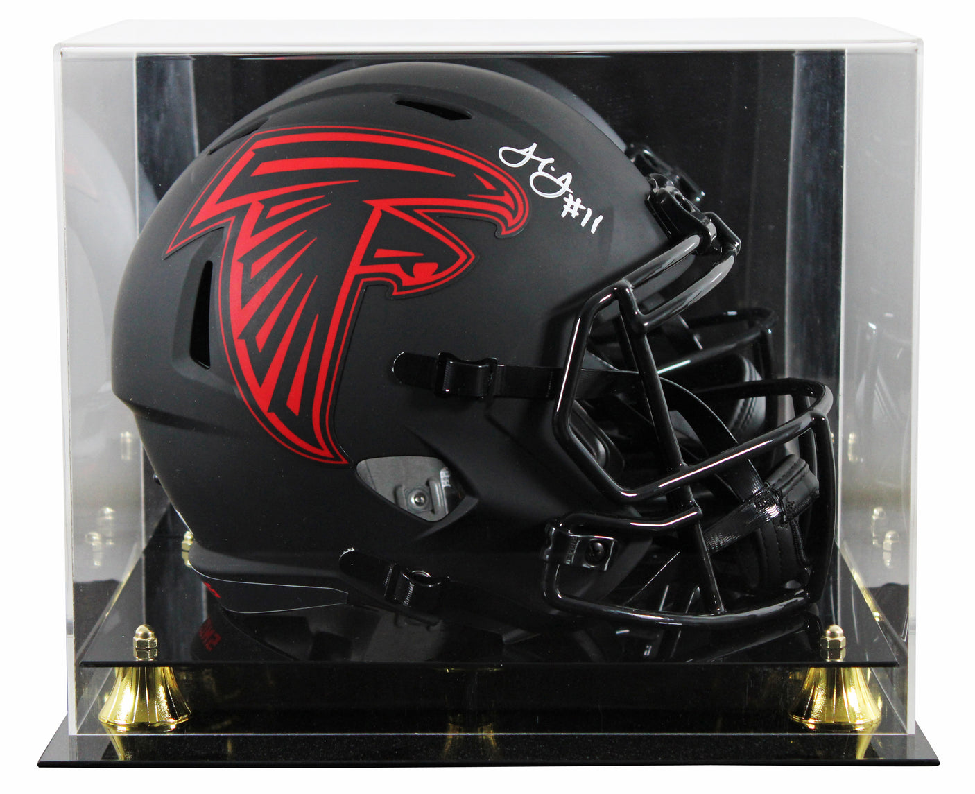 Falcons Julio Jones Signed Eclipse Full Size Speed Rep Helmet W/ Case BAS Wit