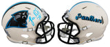 Panthers Luke Kuechly Signed Retro Speed Mini Helmet W/ Case BAS Witnessed