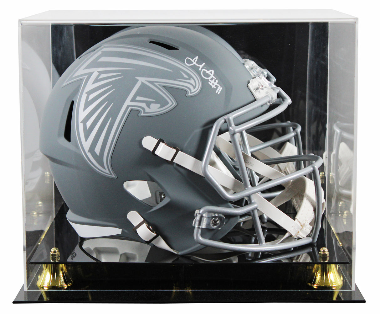 Falcons Julio Jones Signed Slate Full Size Speed Rep Helmet W/ Case BAS Witness