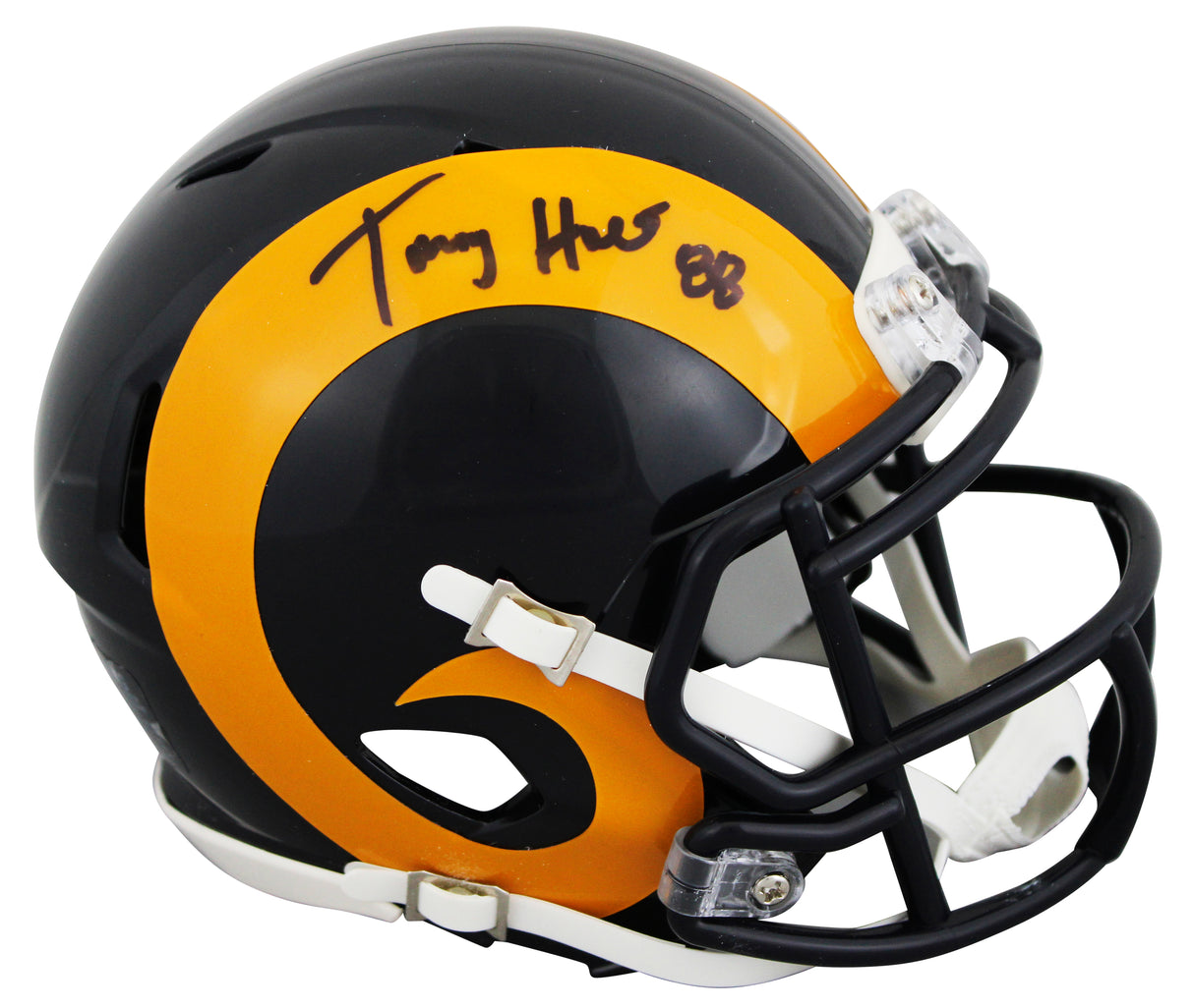 Rams Torry Holt Signed 1981-98 Throwback Speed Mini Helmet W/ Case BAS Witnessed