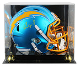 Chargers Omarion Hampton Signed Flash Full Size Speed Rep Helmet W/ Case BAS Wit