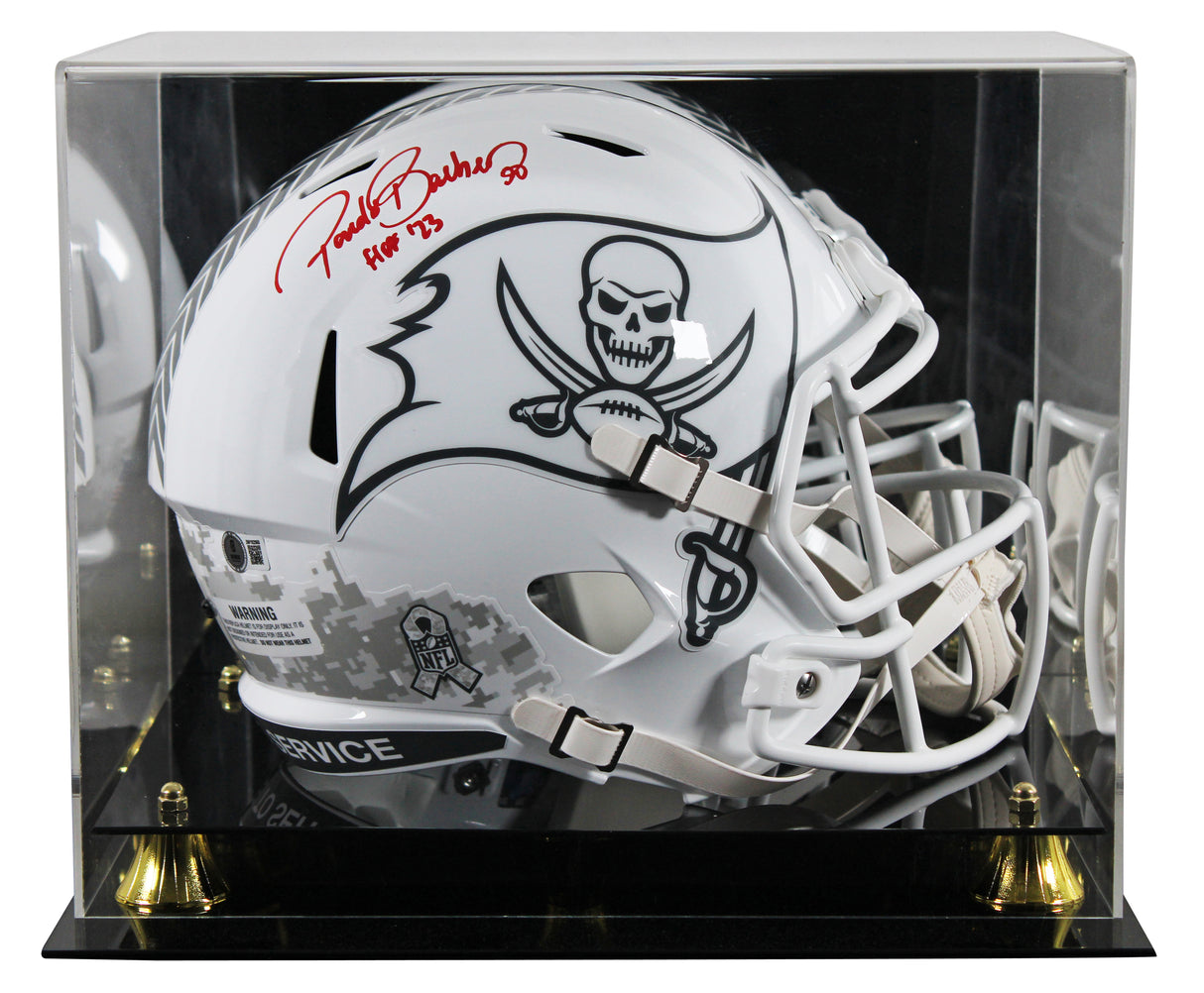 Bucs Ronde Barber "HOF 23" Signed STS III F/S Speed Rep Helmet W/ Case BAS Wit