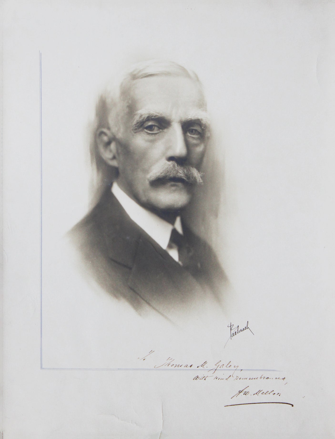 A.W. Mellon To THomas M. Galey, with kind remembrances Authentic Signed Photo BAS #AE13260