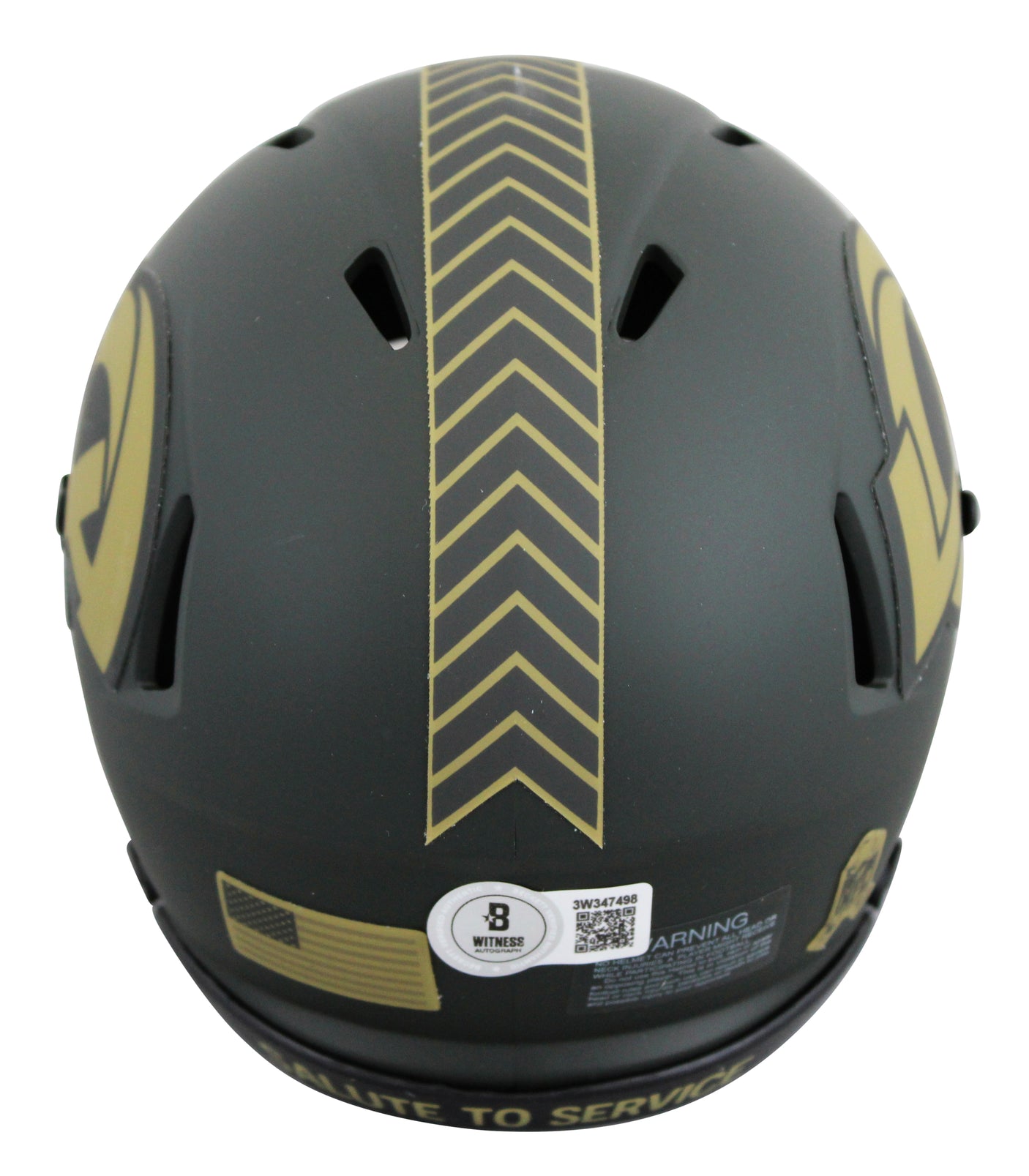 Rams Marshall Faulk Signed Salute To Service IV Speed Mini Helmet BAS Witnessed