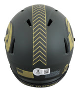 Rams Marshall Faulk Signed Salute To Service IV Speed Mini Helmet BAS Witnessed