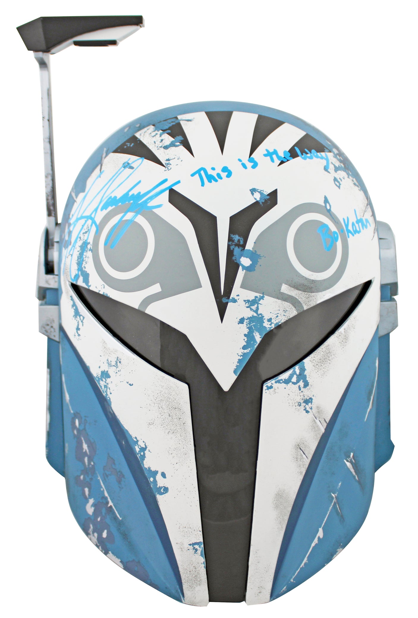 Katee Sackhoff The Mandalorian "2x Insc" Authentic Signed Helmet BAS #BN73163