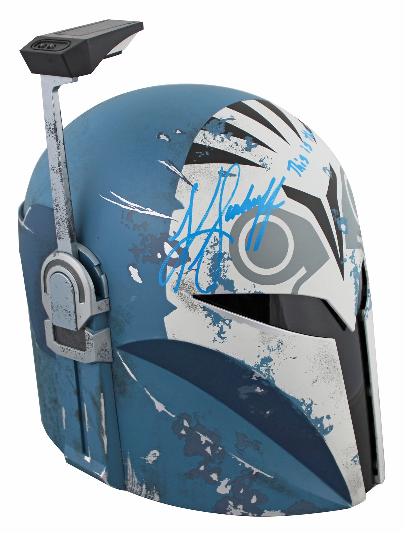 Katee Sackhoff The Mandalorian "2x Insc" Authentic Signed Helmet BAS #BN73163
