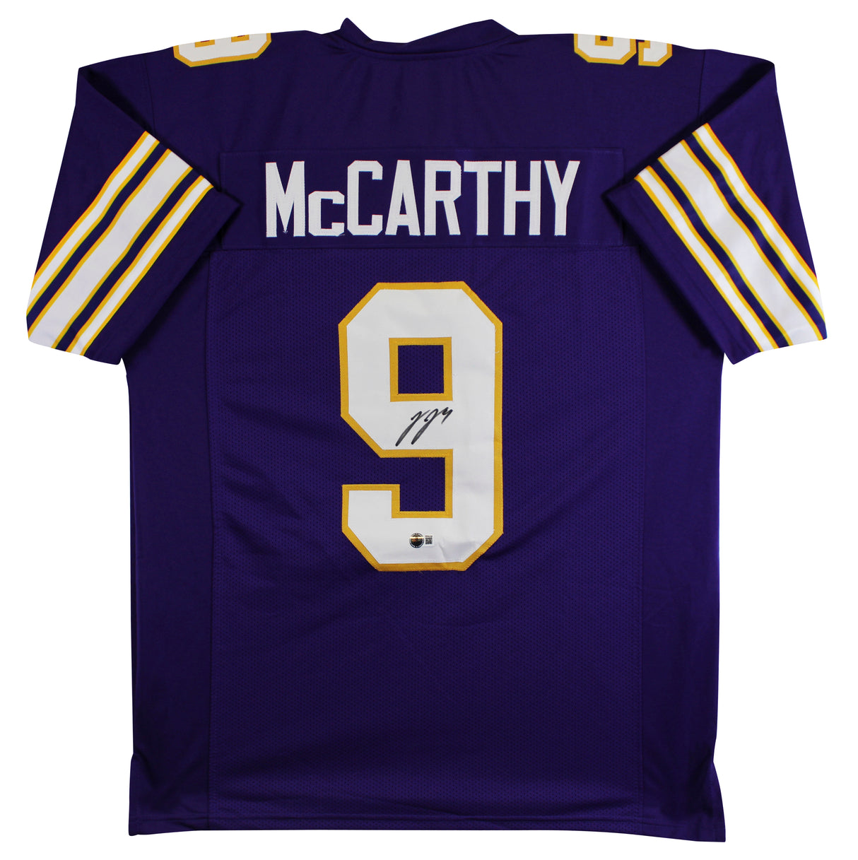J.J. McCarthy Authentic Signed Purple Throwback Pro Style Jersey BAS Witnessed