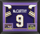 J.J. McCarthy Signed Purple Throwback Pro Style Framed Jersey BAS Witnessed