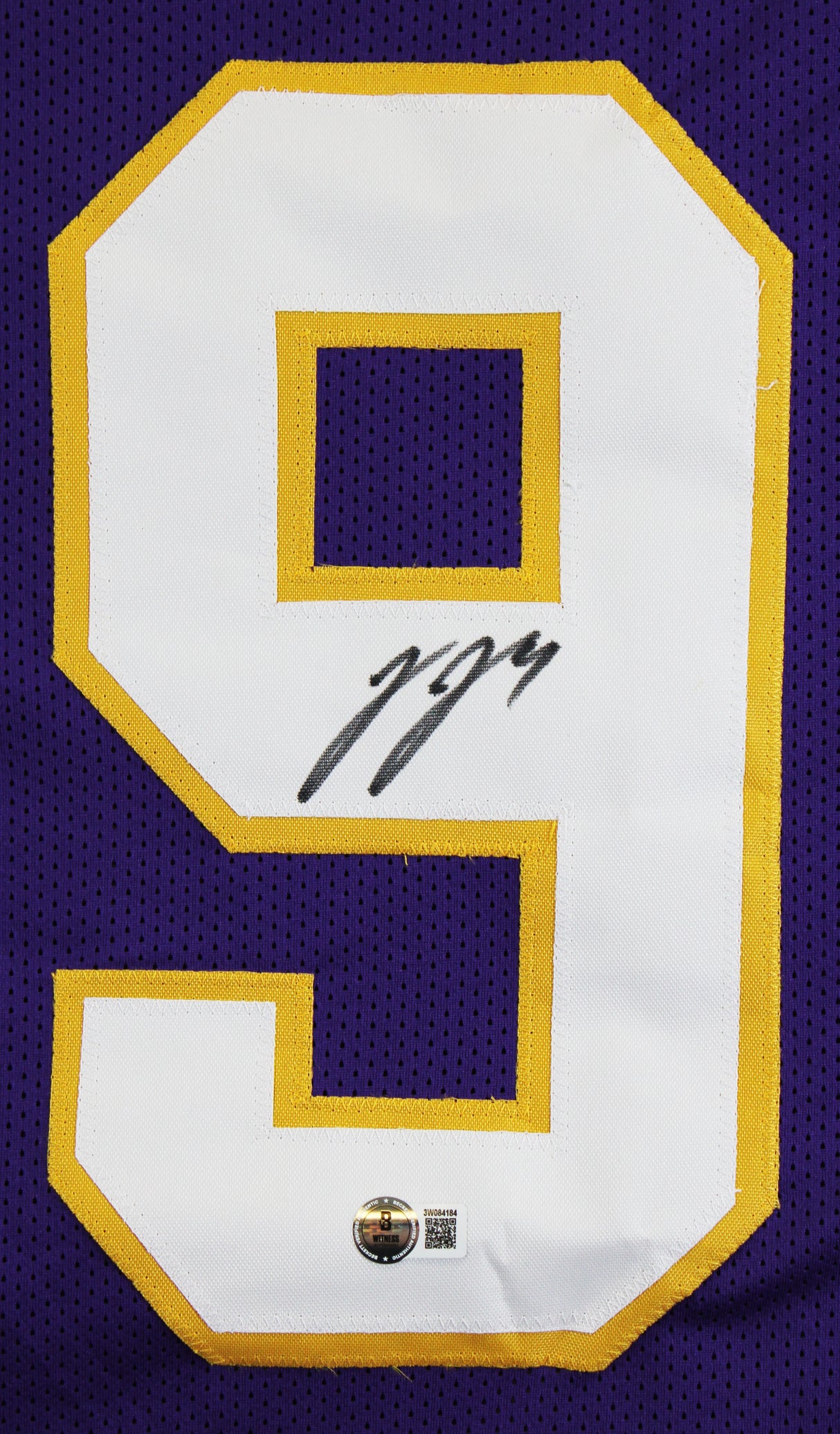 J.J. McCarthy Authentic Signed Purple Throwback Pro Style Jersey BAS Witnessed