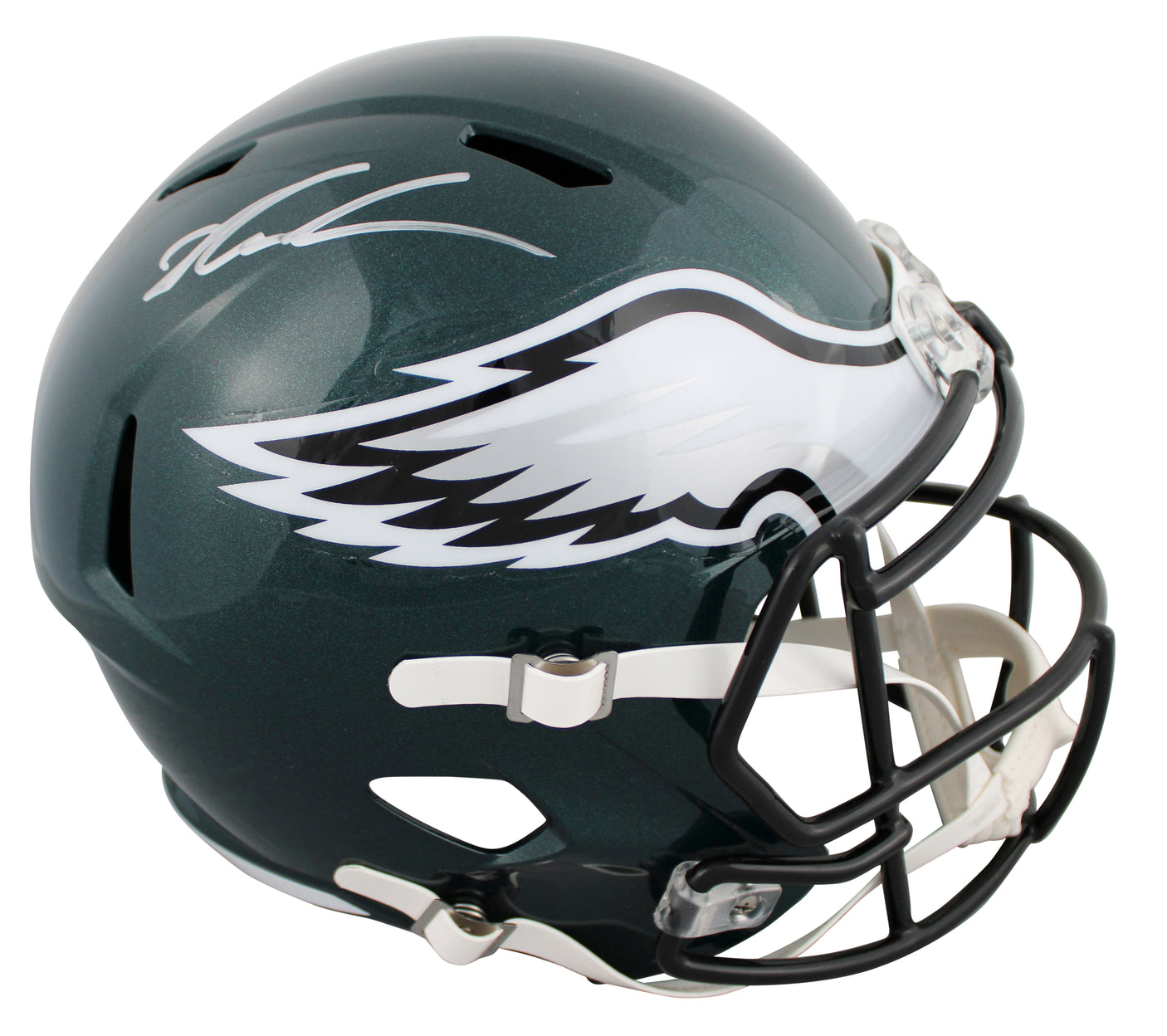 Eagles Jalen Carter Signed Full Size Speed Rep Helmet w/ Silver Sig BAS Witness
