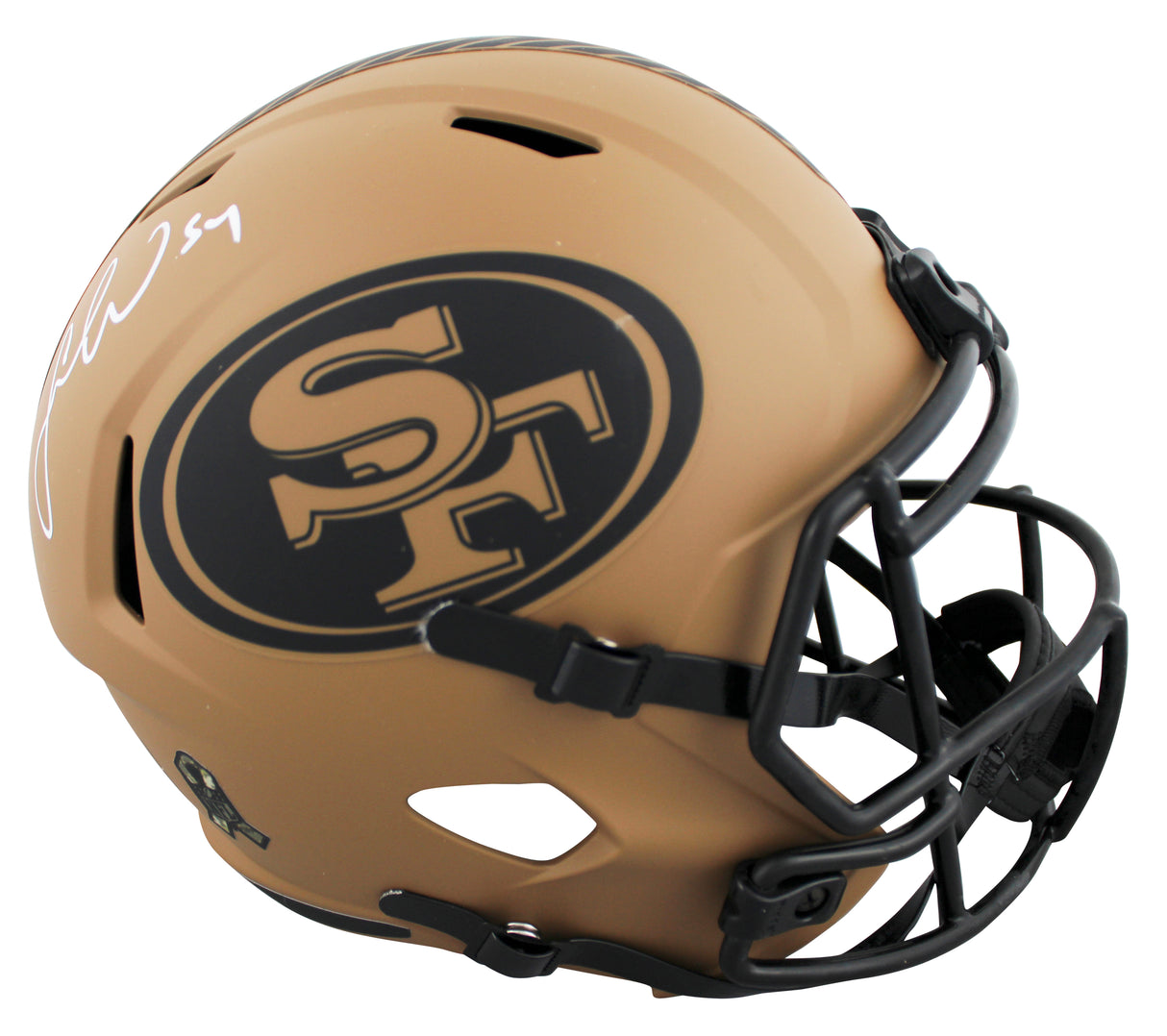 49ers Fred Warner Signed Salute To Service II Full Size Speed Rep Helmet BAS Wit