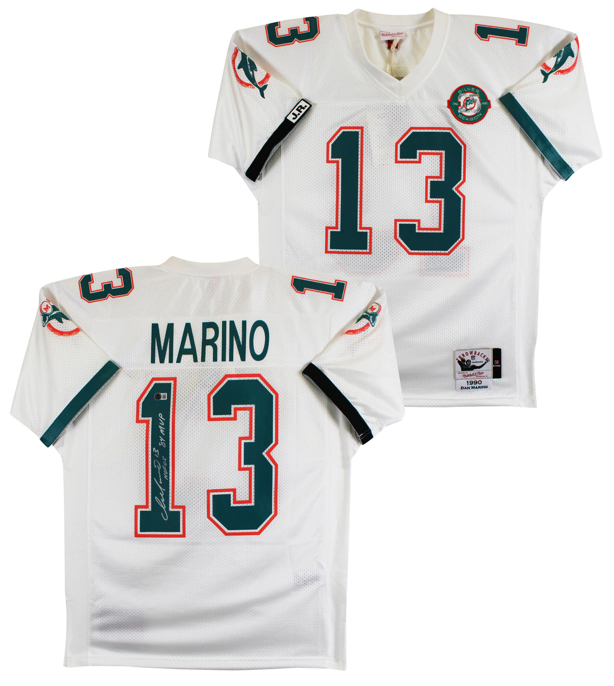 Dolphins Dan Marino "HOF, 84 MVP" Signed White 1990 TB M&N Jersey BAS #BX37026