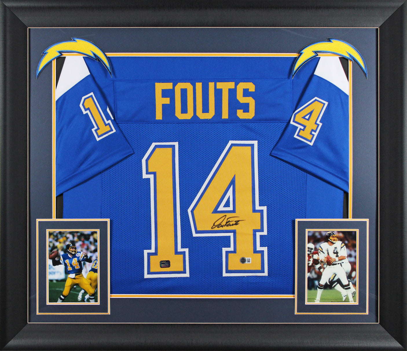 Dan Fouts Authentic Signed Blue Throwback Pro Style Framed Jersey BAS Witnessed